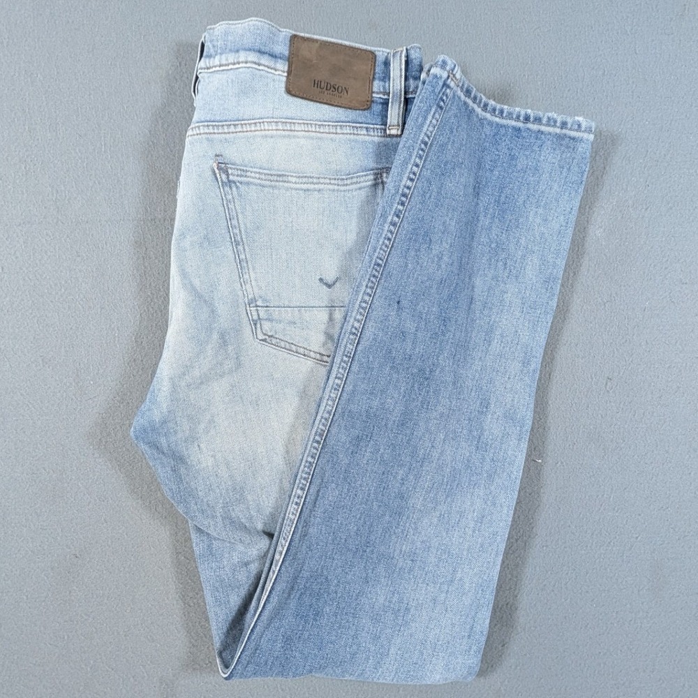 Hudson Byron Straight Jeans Mens 33 Light Wash Blue Denim Casual Classic